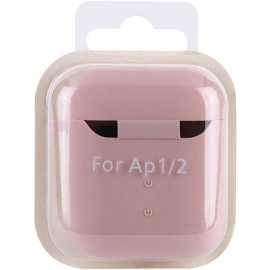 Силиконовый футляр с микрофиброй для наушников Airpods 1/2 Розовый / Pink Sand