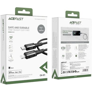 Уценка Дата кабель Acefast MFI C4-01 USB-C to Lightning aluminum alloy (1.8m) Вскрытая упаковка / Black