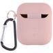Силиконовый футляр с микрофиброй для наушников Airpods 1/2 Розовый / Pink Sand фото 2