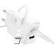 СЗУ Hoco N71 Nuevo PD30W+QC3.0 (1USB-A/1C) + кабель Type-C to Lightning White фото 2