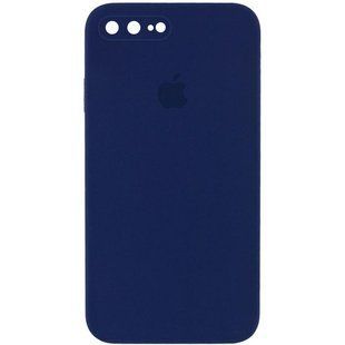 Чехол Silicone Case Square Full Camera Protective (AA) для Apple iPhone 7 plus/8 plus (5.5") Темно-синий / Midnight blue