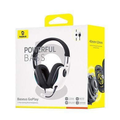Накладные наушники Baseus OS GoPlay 1+ Max Gaming (USB-A/2m) (A00181003213-00) Moon White