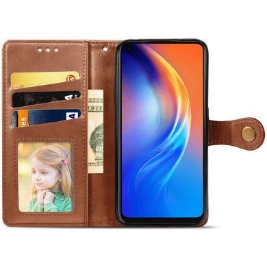 Кожаный чехол книжка GETMAN Gallant (PU) для TECNO Spark 10 Pro Коричневый