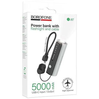 Портативний ЗП Power Bank Borofone BJ87 Star flashlight with cable 5000 mAh Black / Gray