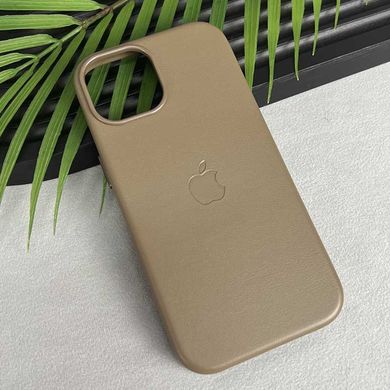 Кожаный чехол Leather Case (AAA) with MagSafe and Animation для Apple iPhone 15 Plus (6.7") Light Brown