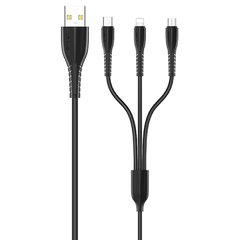 Дата кабель Usams US-SJ367 U35 3in1 USB to Combo 2A (1m) Черный
