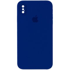Чохол Silicone Case Square Full Camera Protective (AA) для Apple iPhone XS / X (5.8") Синій / Deep navy