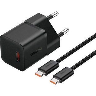 Уцінка МЗП Baseus GaN5 Fast Charger (mini) PD20W (1USB-C) + кабель Type-C to Type-C (P10110900113) Відкрита упаковка / Cluster Black