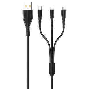 Дата кабель Usams US-SJ367 U35 3in1 USB to Combo 2A (1m) Чорний