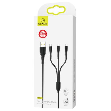 Дата кабель Usams US-SJ367 U35 3in1 USB to Combo 2A (1m) Чорний