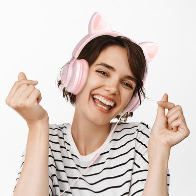 Накладные наушники Hoco W36 Cat ear Pink
