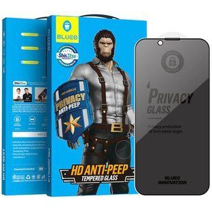 Уценка Защитное 2.5D стекло Blueo Full Cover Anti-Peep для Apple iPhone 15 / 16 (6.1") Поврежденная упаковка / Черный
