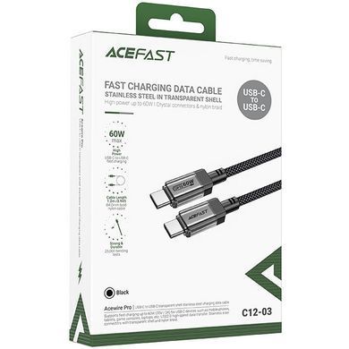Дата кабель Acefast C12-03 Type-C to Type-C 60W (1.2m) Black