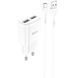 СЗУ HOCO C88A (2USB/2.4A) + Type-C Белый