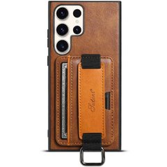 Кожаный чехол Wallet case and straps для Samsung Galaxy S24 Ultra Коричневый / Brown