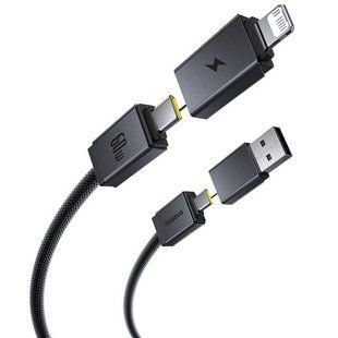 Дата кабель Baseus Versatile Two-for-Two USB/Type-C to Type-C/Lightning 60W (0.6m) (P10383000) Cosmic Black