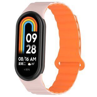 Ремешок Dual-color Magnetic для Xiaomi Mi Band 9/8/10 Light Pink / Orange