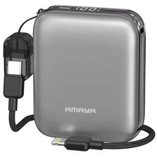Уценка Портативное ЗУ Power Bank Amaya F001C PD20W with cable 10000 mAh Поврежденная упаковка / Gun Gray
