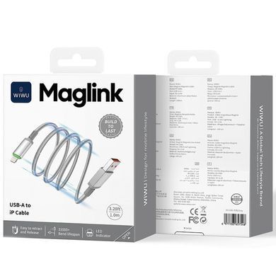 Дата кабель WIWU C081 Maglink USB to Lightning 12W (1m) Grey
