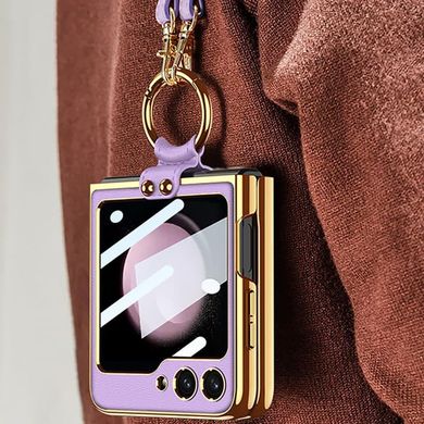 Уценка Кожаный чехол GKK with ring and strap для Samsung Galaxy Z Flip5 Дефект упаковки / Dream Purple