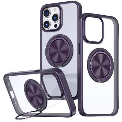 TPU+PC чохол Metal Ring with Magnetic Fit для Apple iPhone 15 Pro Max (6.7") Темно-фіолетовий