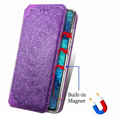Кожаный чехол книжка GETMAN Mandala (PU) для Xiaomi Redmi Note 10 / Note 10s Фиолетовый