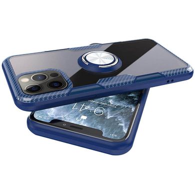 TPU+PC чохол Deen CrystalRing for Magnet (opp) для Apple iPhone 12 Pro / 12 (6.1") Безбарвний / Темно-синій