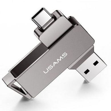 Флеш накопичувач USAMS US-ZB199 Type-C+ USB3.0 Rotatable High Speed Flash Drive 32 Gb Iron-grey