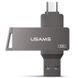 Флеш накопичувач USAMS US-ZB199 Type-C+ USB3.0 Rotatable High Speed Flash Drive 32 Gb Iron-grey фото 1
