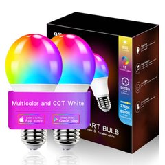 Уцінка Світлодіодна RGB лампочка Smart bulb light 2pcs with Bluetooth E27 with app Пошкоджена упаковка / White