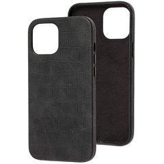 Уцінка Шкіряний чохол Croco Leather для Apple iPhone 13 Pro (6.1") Дефект упаковки / Black