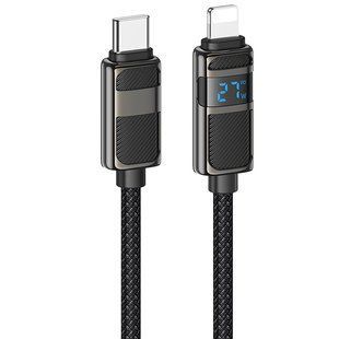 Уценка Дата кабель Hoco U137 Line with display Type-C to Lightning 27W (1.2m) Поврежденная упаковка / Black