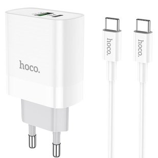 СЗУ HOCO C80A Rapido PD20W+QC3.0 Type-C + USB + Type-C to Type-C cable Белый