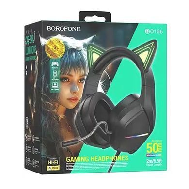 Накладные наушники Borofone BO106 Cute cat (USB+3.5mm/2m) Elf Cat