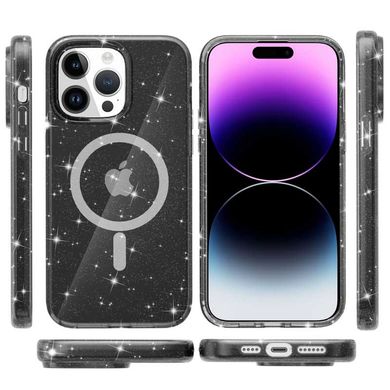 Чехол TPU Galaxy Sparkle (MagFit) для Apple iPhone 15 Pro Max (6.7") Black+Glitter