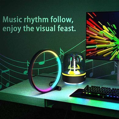 Уценка Настольная LED лампа RGB Intelligent circular atmosphere light Bluetooth USB with app Поврежденная упаковка / Black