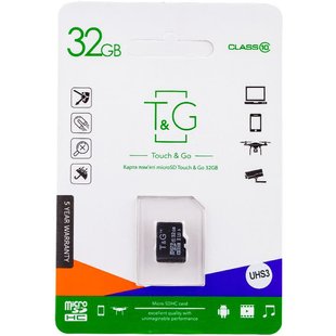 Карта пам'яті T&G microSDHC (UHS-3) 32 GB class 10 (без адаптера) Чорний