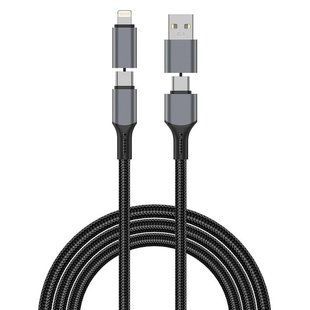Дата кабель WIWU C085 Raptor Pro 4in1 Type-C to USB/Type-C to Lightning 240W (1.2m) Black