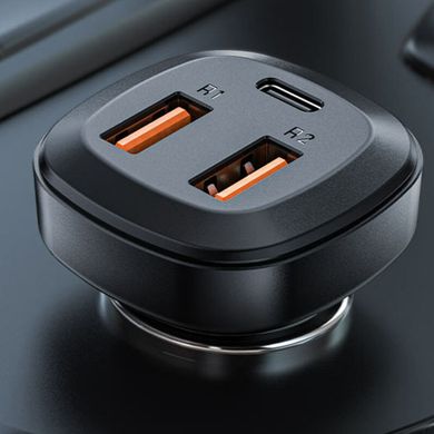 АЗУ Acefast B9 66W (2USB-A+USB-C) three port metal car charger Black