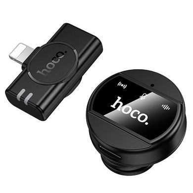 Петличний бездротовий мікрофон Hoco L21 Charm Lightning Black