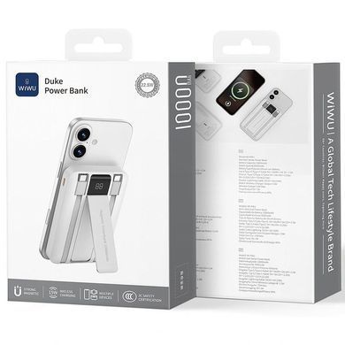 Портативний ЗП Power Bank WIWU Wi-P061 22.5W+PD20W з БЗП+iWatch with cable 10000 mAh White