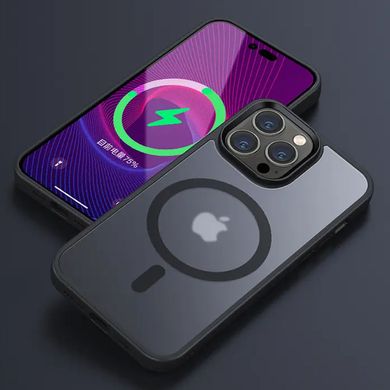 TPU+PC чохол Metal Buttons with MagSafe Colorful для Apple iPhone 15 Pro Max (6.7") Чорний