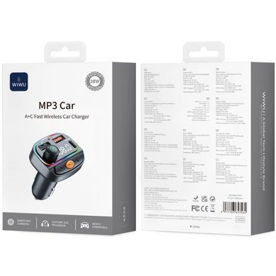 АЗУ FM модулятор WIWU QC031 MP3 Car PD20W+QC3.0 (2USB-A/1C) Black
