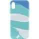 Чехол Silicone case full Aquarelle для Apple iPhone X / XS (5.8") Бирюзово-белый