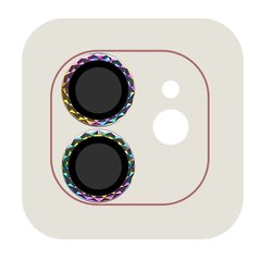 Захисне скло Metal Shine на камеру (в упак.) для Apple iPhone 12 / 12 mini / 11 Бузковий / Rainbow