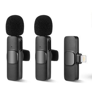 Уценка Микрофон петличный для телефона K9 Bluetooth 3in1 Lightning Вскрытая упаковка / Black