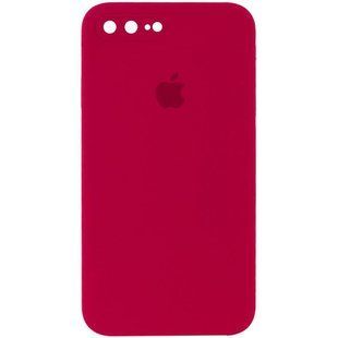 Чехол Silicone Case Square Full Camera Protective (AA) для Apple iPhone 7 plus/8 plus (5.5") Красный / Rose Red