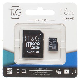 Карта пам'яті T&G (UHS-1) microSDHC Class 10 - 16GB (з адаптером) Чорний