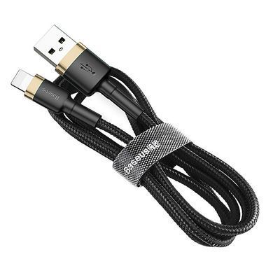 Дата кабель Baseus Cafule USB to Lightning 2.4A (1m) (CALKLF-B) Золотой / Черный