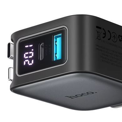 АЗУ Hoco Z67A Triunfar PD45W+QC3.0 total 60W with retractable cables (1USB-A/2C/1L) Metal gray
